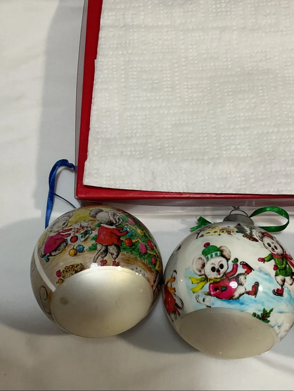 Vintage Mouse Holiday Glass Ornaments — Set of 3